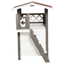 PawHut Cat House Outdoor Kitten Shelter Puppy Kennel w/ Balcony Stairs Roof