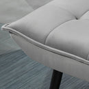 HOMCOM Armless Accent Chair with Footstool Set with Pillow and Steel Legs Grey