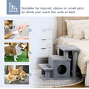 PawHut Dog Steps for Bed 4 Step Pet Stairs Cat House with Detachable Cover