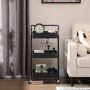 HOMCOM Rolling Utility Cart with 3 Mesh Basket 4 Hooks for Kitchen Black
