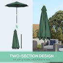 Outsunny Outdoor Market Table 3(m) Parasol Umbrella Sun Shade with 8 Ribs, Green