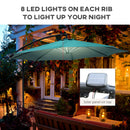 Outsunny 3(m) LED Patio Banana Umbrella Cantilever Parasol w/ Crank, Green