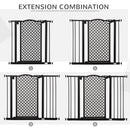 PawHut 74-105cm Pet Safety Gate, Pressure Fit Stair with Double Locking - Black