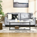 HOMCOM Coffee Table Cocktail Table w/ Faux Marble Top and Steel Frame, White