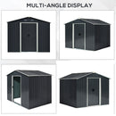 Outsunny 7.7 x 5.7ft Garden Storage Shed with Double Sliding Door Outdoor Grey