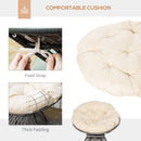 Outsunny 360° Swivel Rattan Papasan Moon Bowl Chair Round Outdoor w/ Padded