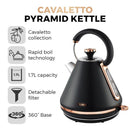 Tower Cavaletto Pyramid Kettle 1.7L - Black/Rose Gold