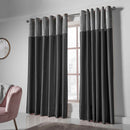 Olivia Eyelet Curtains - Velvet Top - Black