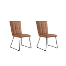 Pair of Darwen Panel Back Chair with Angled Legs - Tan