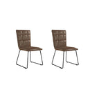 Pair of Darwen Panel Back Chair with Angled Legs - Brown