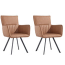 Pair of Darwen Carver Chair with Metal Legs  - Tan
