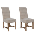 Pair of Woolen Upholstered Chair - Check Natural