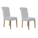 Pair of Button Back Chair with Scroll - Natural
