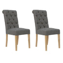 Pair of Button Back Chair with Scroll - Dark Grey