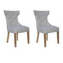 Pair of Winged Button Back Chair with - Natural