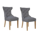 Pair of Winged Button Back Chair with - Light Grey