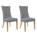 Pair of Curved Button Back Chair - Light Grey
