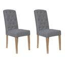 Pair of Button Back Upholstered Chair - Light Grey