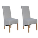 Pair of Scroll Back Fabric Chair - Natural