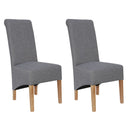 Pair of Scroll Back Fabric Chair - Light Grey