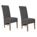Pair of Scroll Back Fabric Chair - Dark Grey