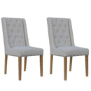 Pair of Button and Studded Dining Chair - Natural