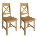 Tunbridge Pair of Oak Finish Cross Back Chair - Medium Oak Finish