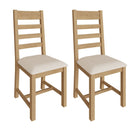 Tunbridge Pair of Oak Finish Upholstered Ladder Back Chair