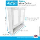 Lewis's 2 Door Mirror Cabinet Home Living Essentials Bathroom Storage