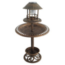 Silver & Stone Solar Bird Bath & Feeder 109cm