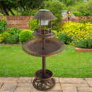 Silver & Stone Solar Bird Bath & Feeder 109cm