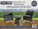 Silver & Stone Toulouse 3pce  Rattan Garden Furniture Set - Grey