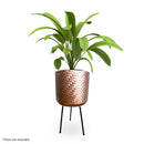 Palma Indoor Woven Effect Metal Planter with Black Metal Legs - Copper