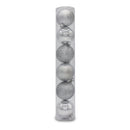 Christmas Sparkle Tube of 6 6cm Shatterproof Baubles in Red