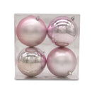 Pink Christmas Sparkle Pack of 4 Shatterproof 10cm Baubles - 2 x Matt, 2 x Shiny