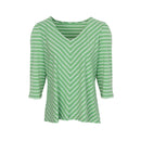 Mia Moda Chevron Stripe 3/4 Sleeve Top Green