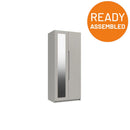 Balagio Ready Assembled Wardrobe with 2 Doors & Mirror - Light Grey Gloss