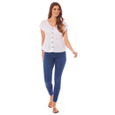 Ladies Linen Cap Sleeve Top - White