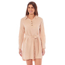 Ladies Linen Button Shirt Dress - Beige