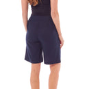 Ladies Linen Button Shirt Dress - Navy