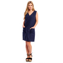 Ladies Linen Shift Dress - Navy Blue