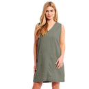 Ladies Linen Shift Dress - Khaki