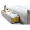 Capri Fabric Bed With Drawers Light Grey King 150cm