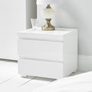 Puro Bedside Table with 2 Drawers - White