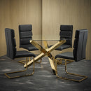 Capri Dining Table Glass Top With Gold Legs 1.2m