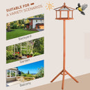 PawHut Wooden Freestanding Garden Bird Feeder Bird Stand