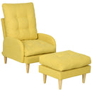 HOMCOM Modern Upholstered Armchair with Footstool Adjustable Back Yellow