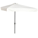 Outsunny 2.3m Half Round Parasol Garden Sun Umbrella Metal w/ Crank Off-White