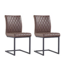 Pair of Darwen Diamond Stitch Dining Chair - Brown