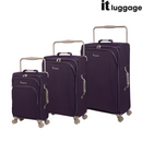 IT Luggage World's Lightest Suitcase with 8 Wheels and Wide Handle Design - Purple Pennant